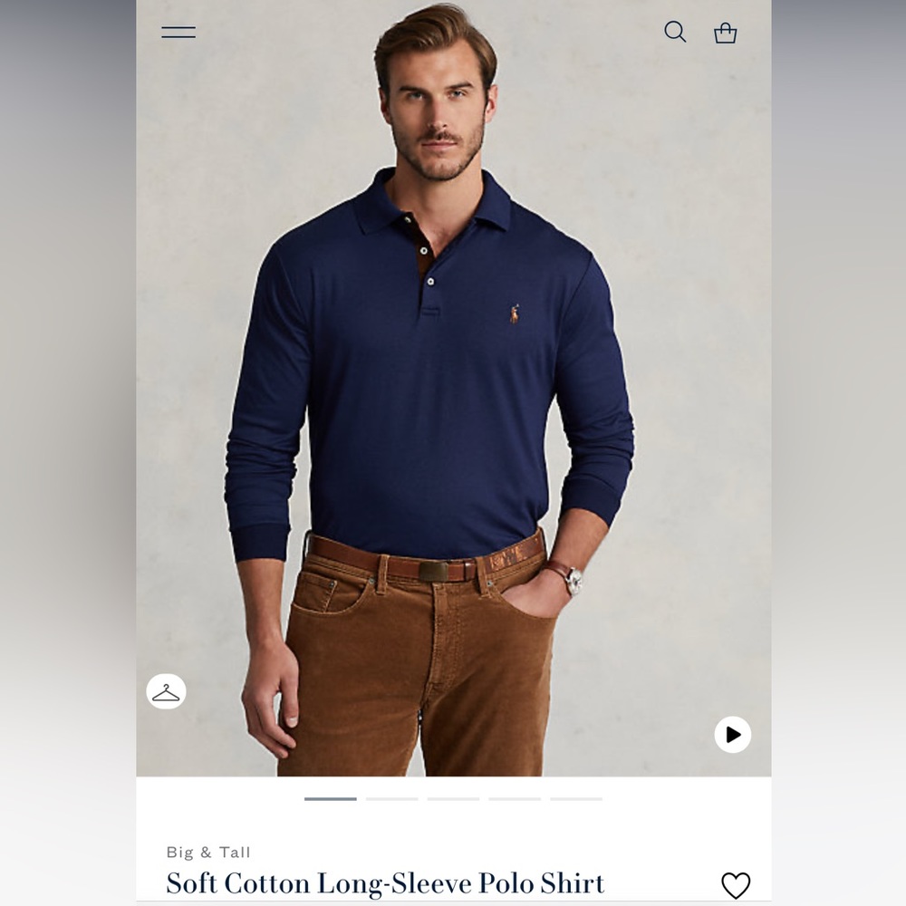 Soft Cotton Long-Sleeve Polo Shirt M